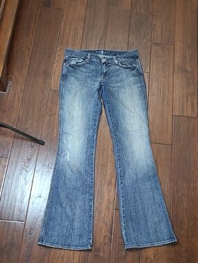 7 For All Mankind Distressed "A Pocket" Boot Cut Jeans size 28
